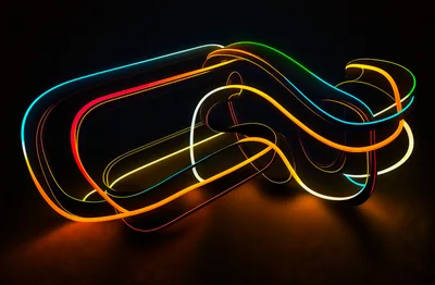 Abstract Neon Light Ribbon Sculpture