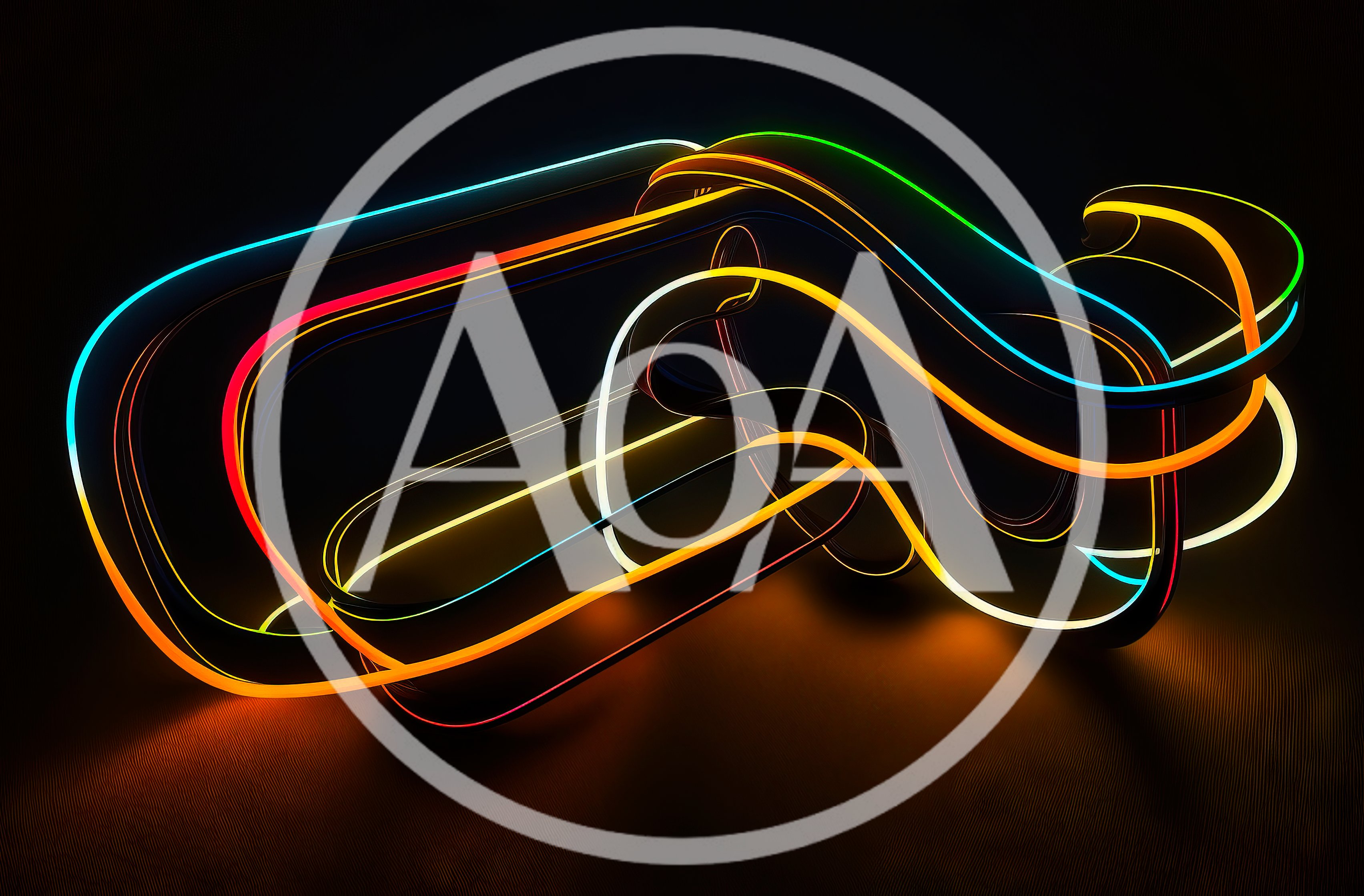 Abstract Neon Light Ribbon Sculpture