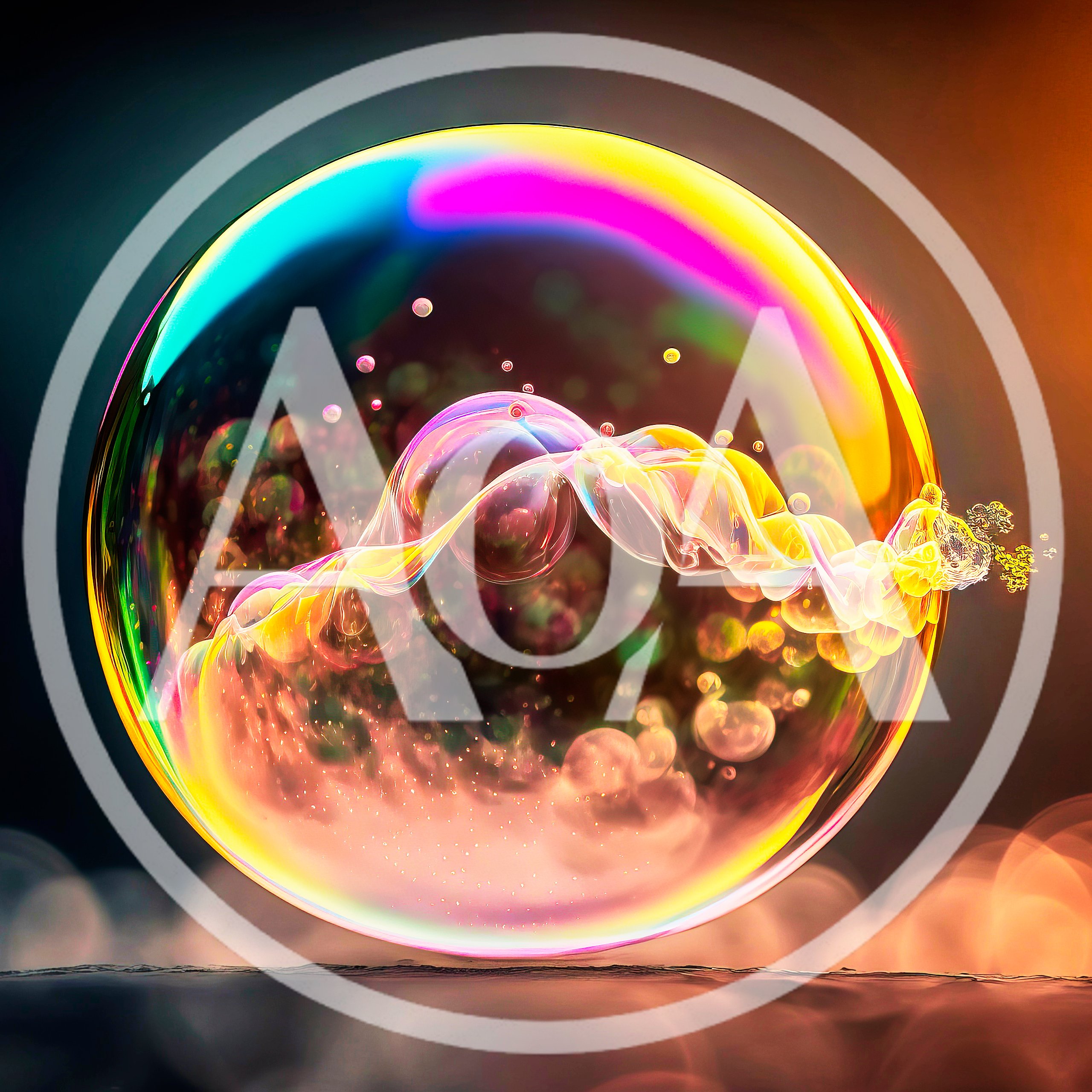 Abstract Iridescent Soap Bubble With Internal Fluid Motion
