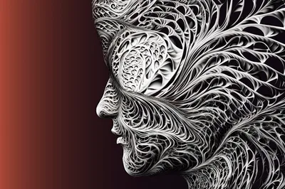 Abstract Human Profile With Intricate Fractal Pattern Overlay