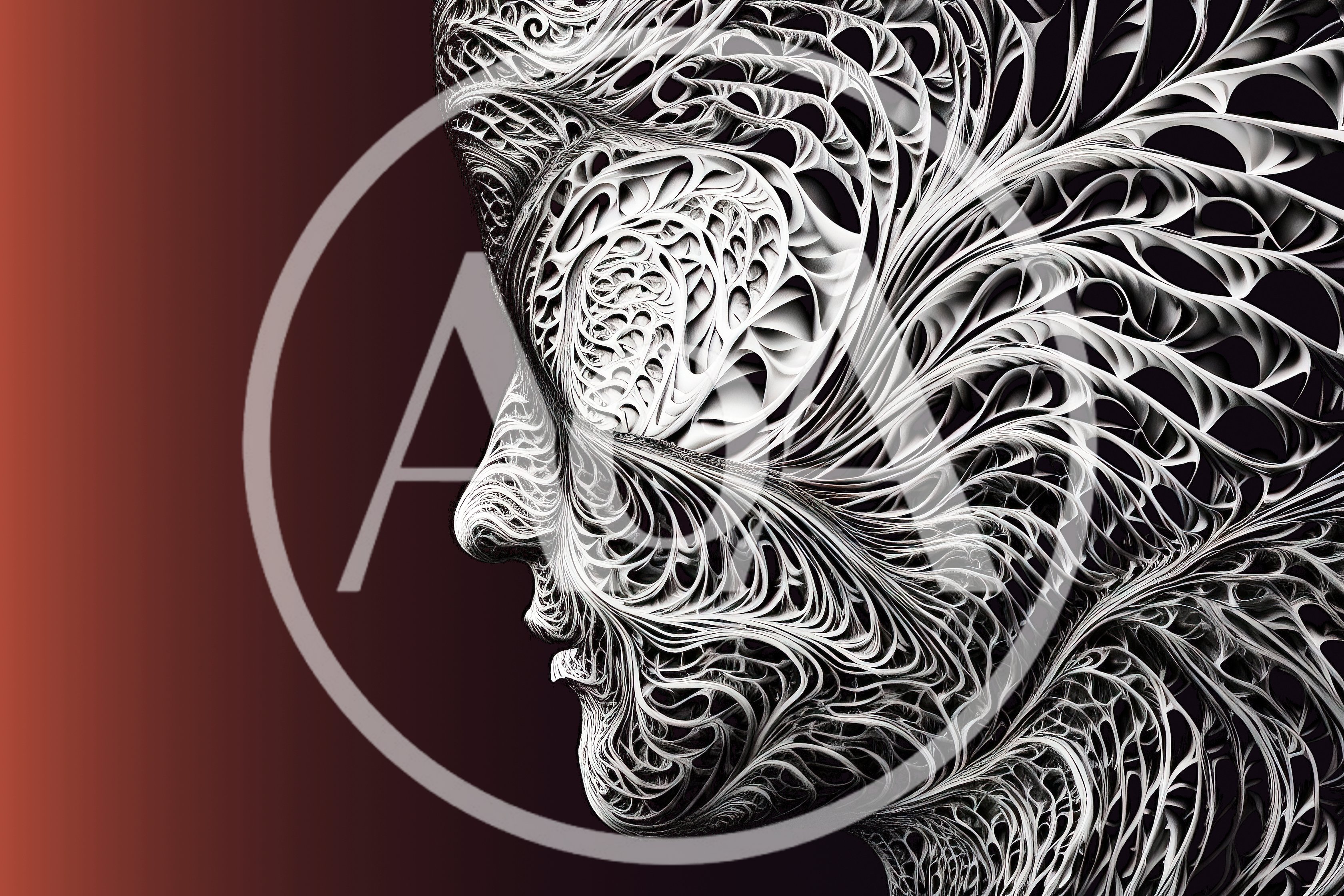 Abstract Human Profile With Intricate Fractal Pattern Overlay