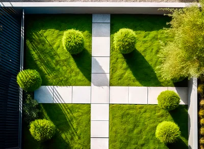 Aerial View Of A Modern Minimalist Garden