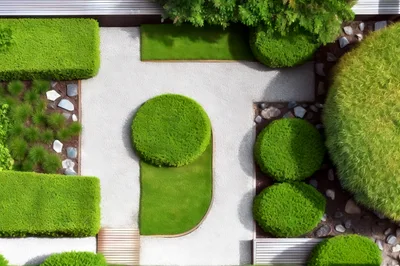 Aerial View Of A Modern Geometric Garden Design