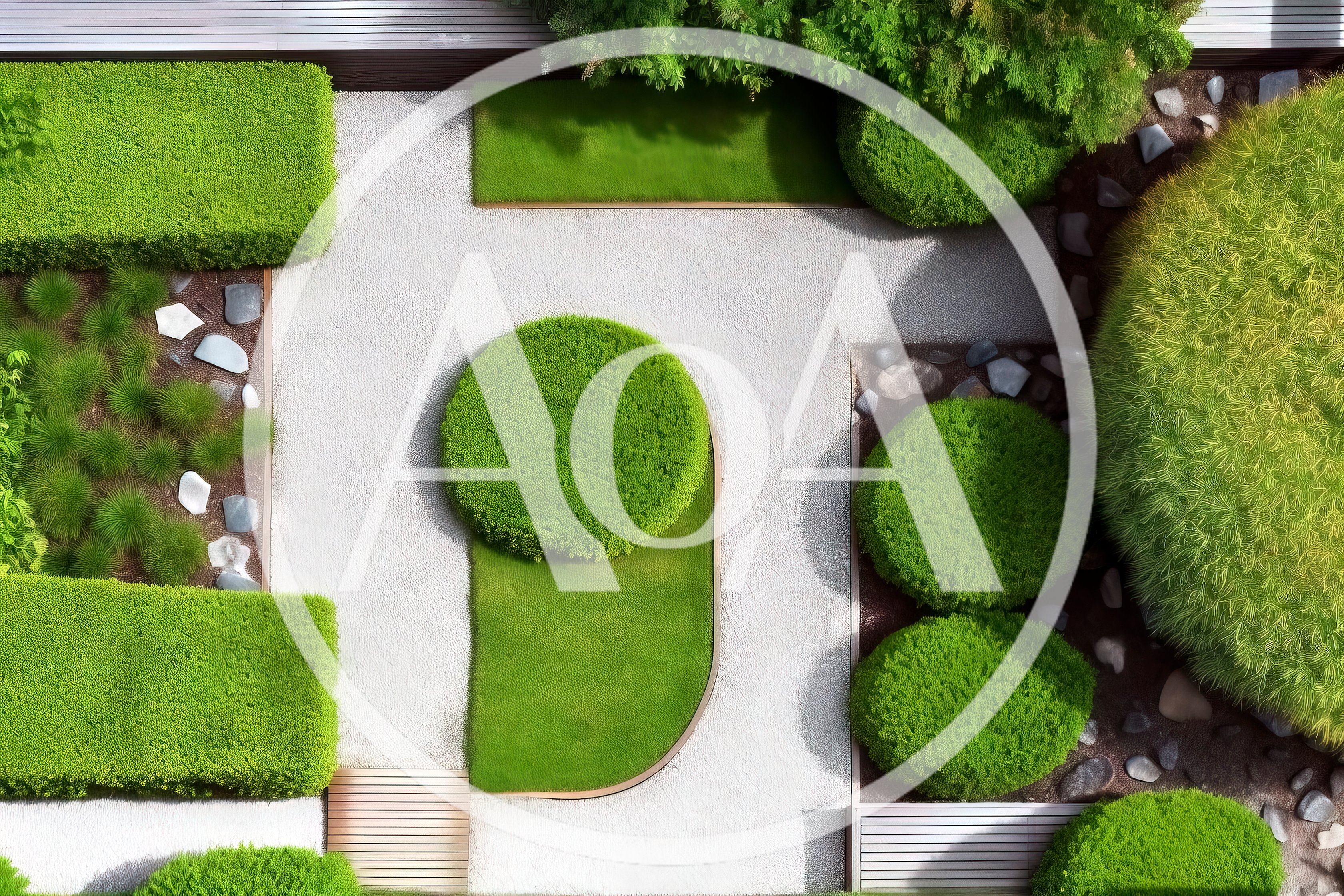 Aerial View Of A Modern Geometric Garden Design