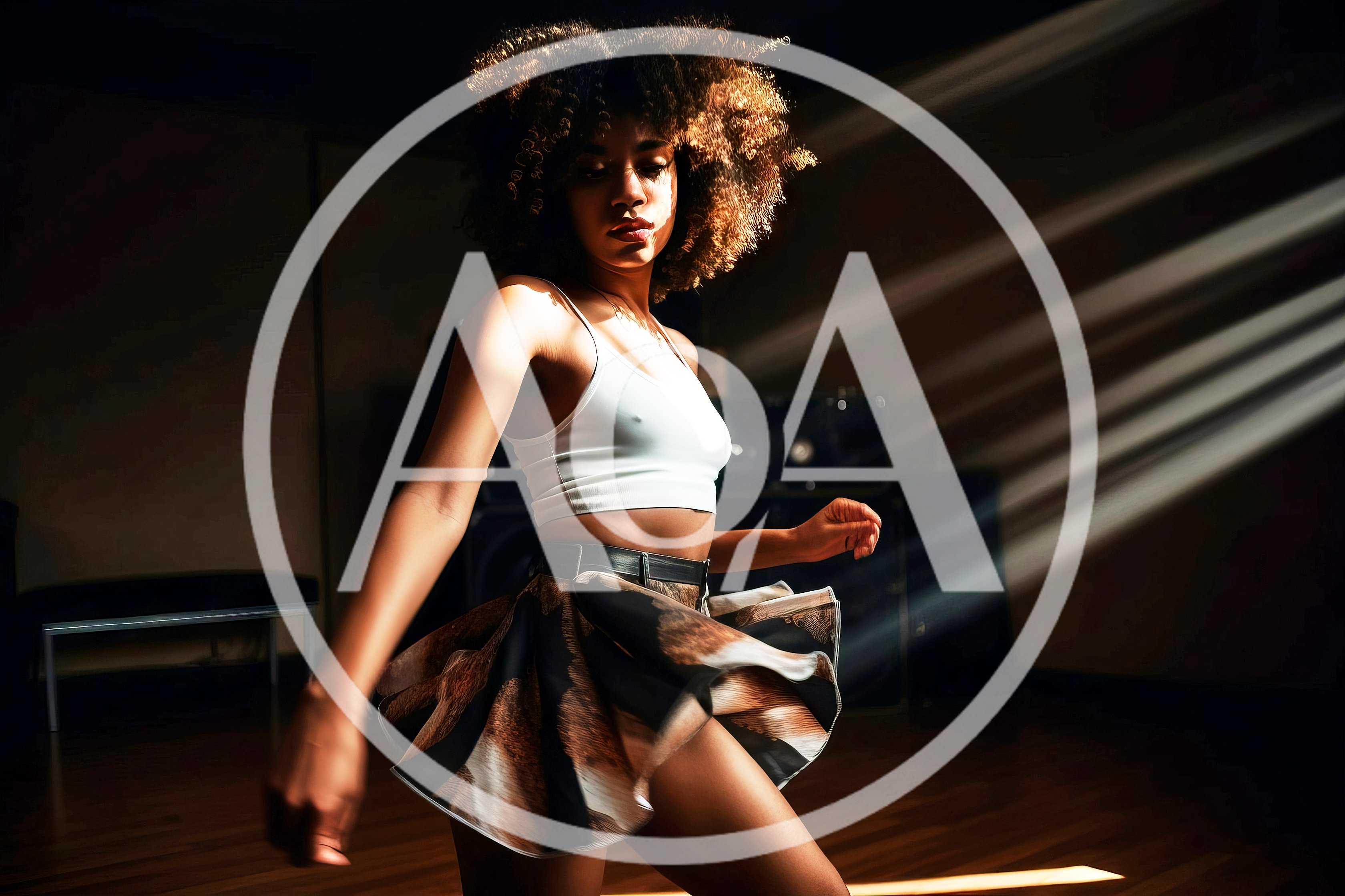 Young Woman Dancing In A Sunlit Studio