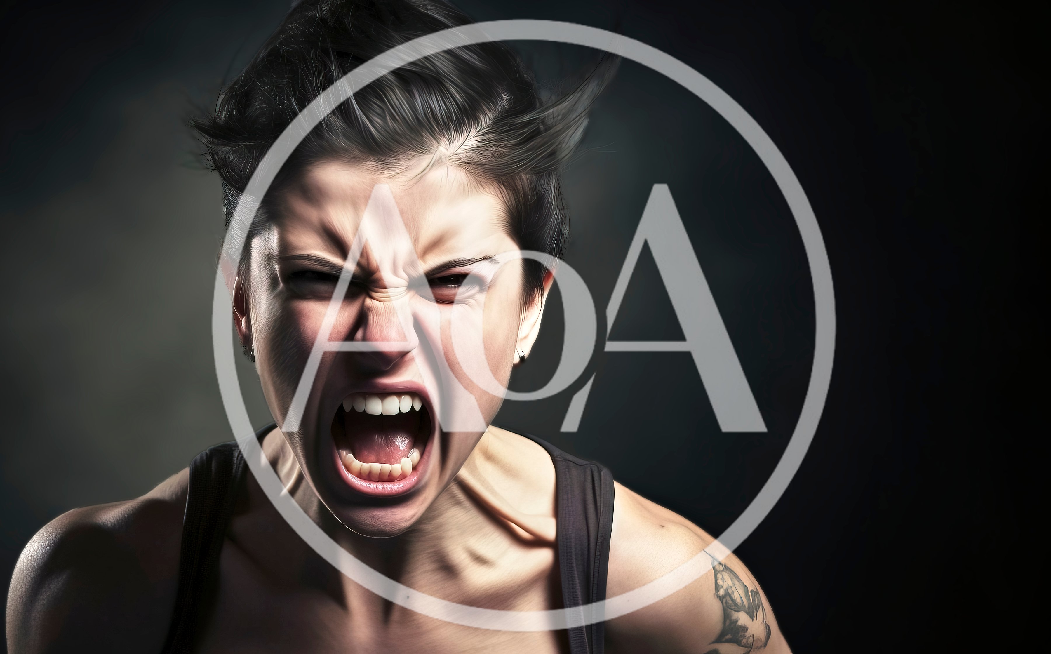 Angry Woman Screaming With Intense Facial Expression