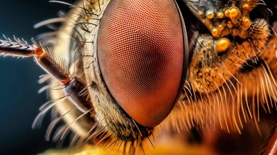 Extreme Macro Close Up Of A Housefly Eye