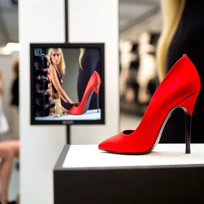 Red Stiletto High Heel Shoe Display