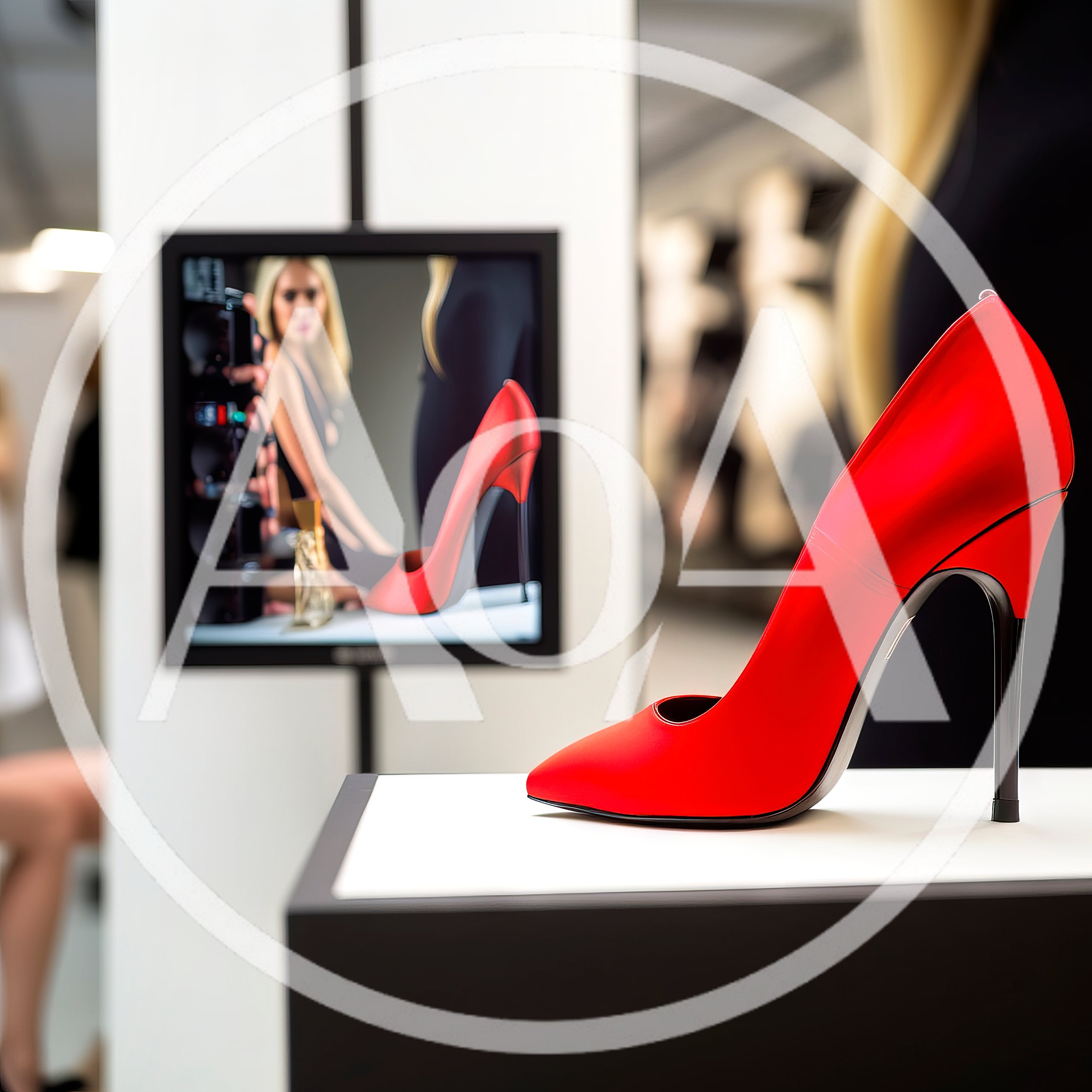 Red Stiletto High Heel Shoe Display