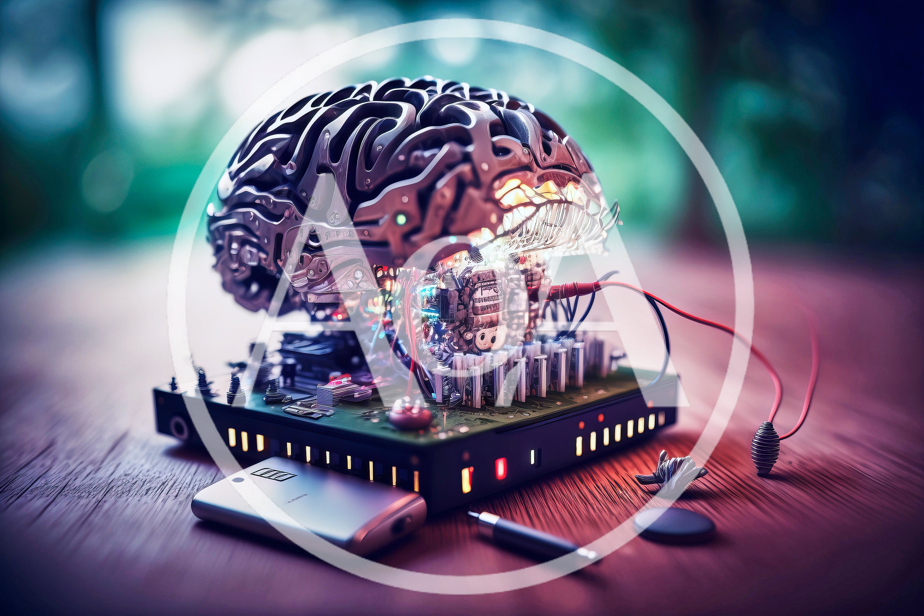 Mechanical Brain Connected To Circuit Board
