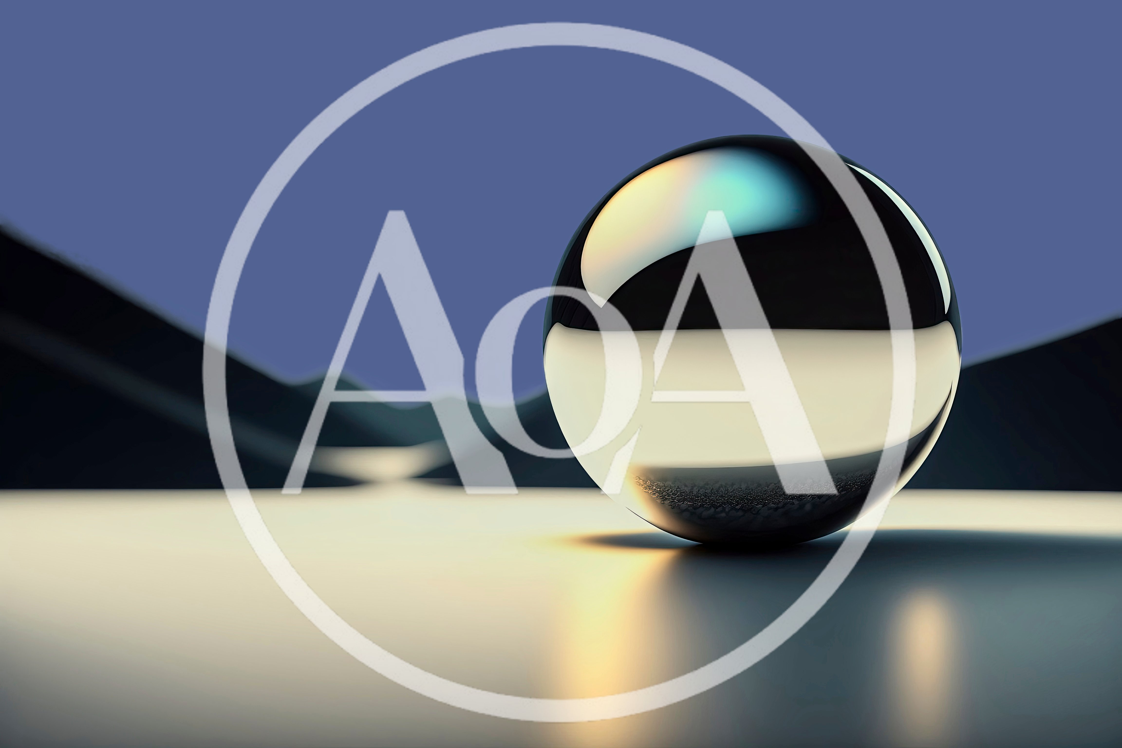 Reflective Metallic Sphere In A Minimalist Landscape