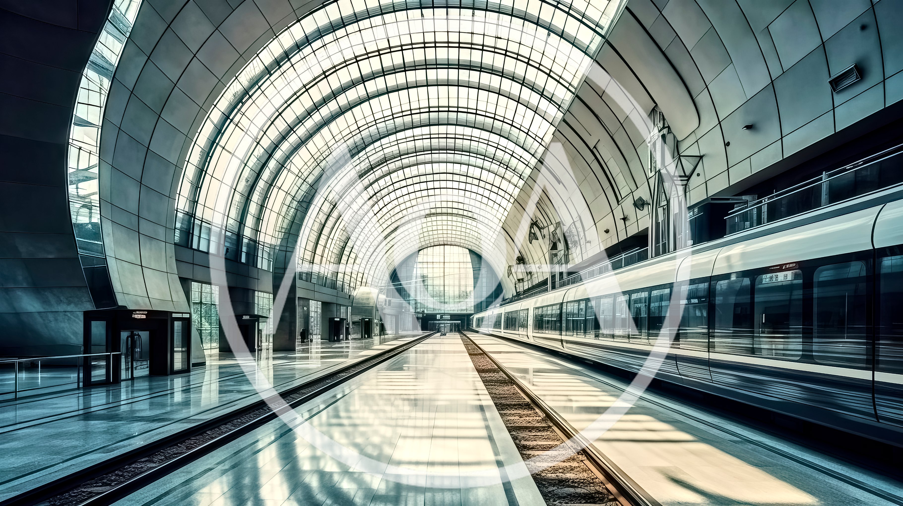 Modern High Speed Train At A Futuristic Railway Station