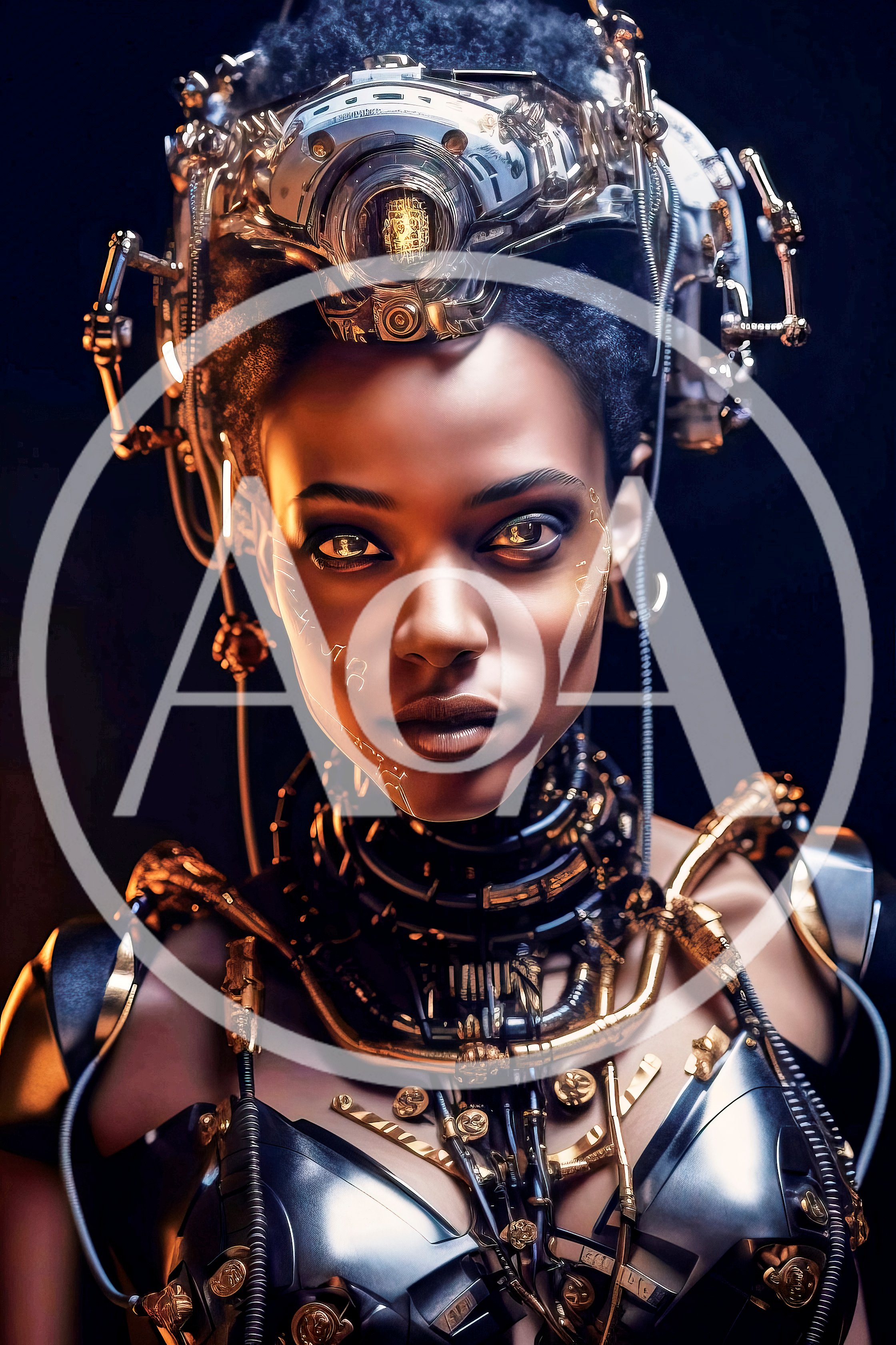 Portrait Of A Futuristic Cyborg Woman With Cybernetic Implants
