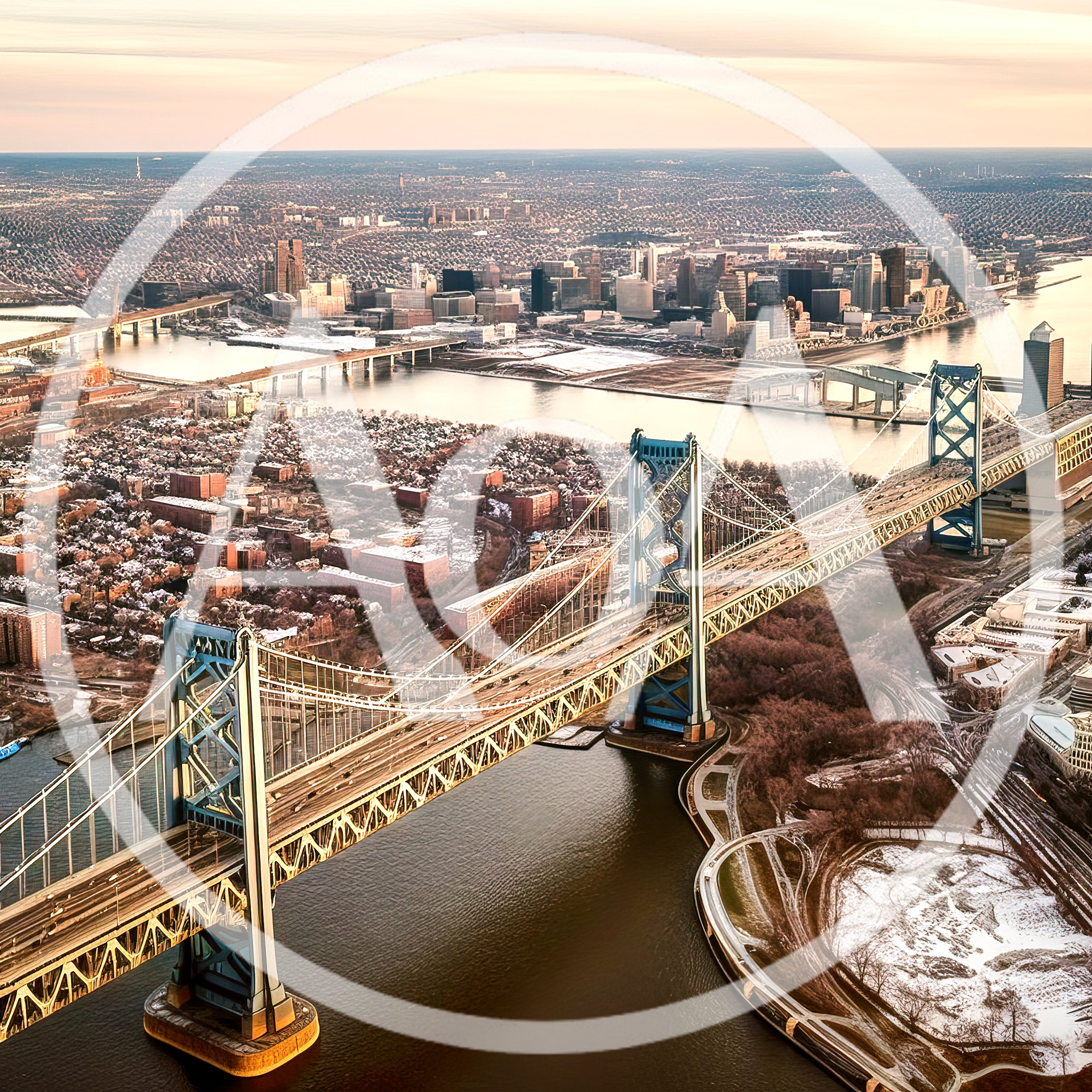 Aerial View of Benjamin Franklin Bridge in Philadelphia