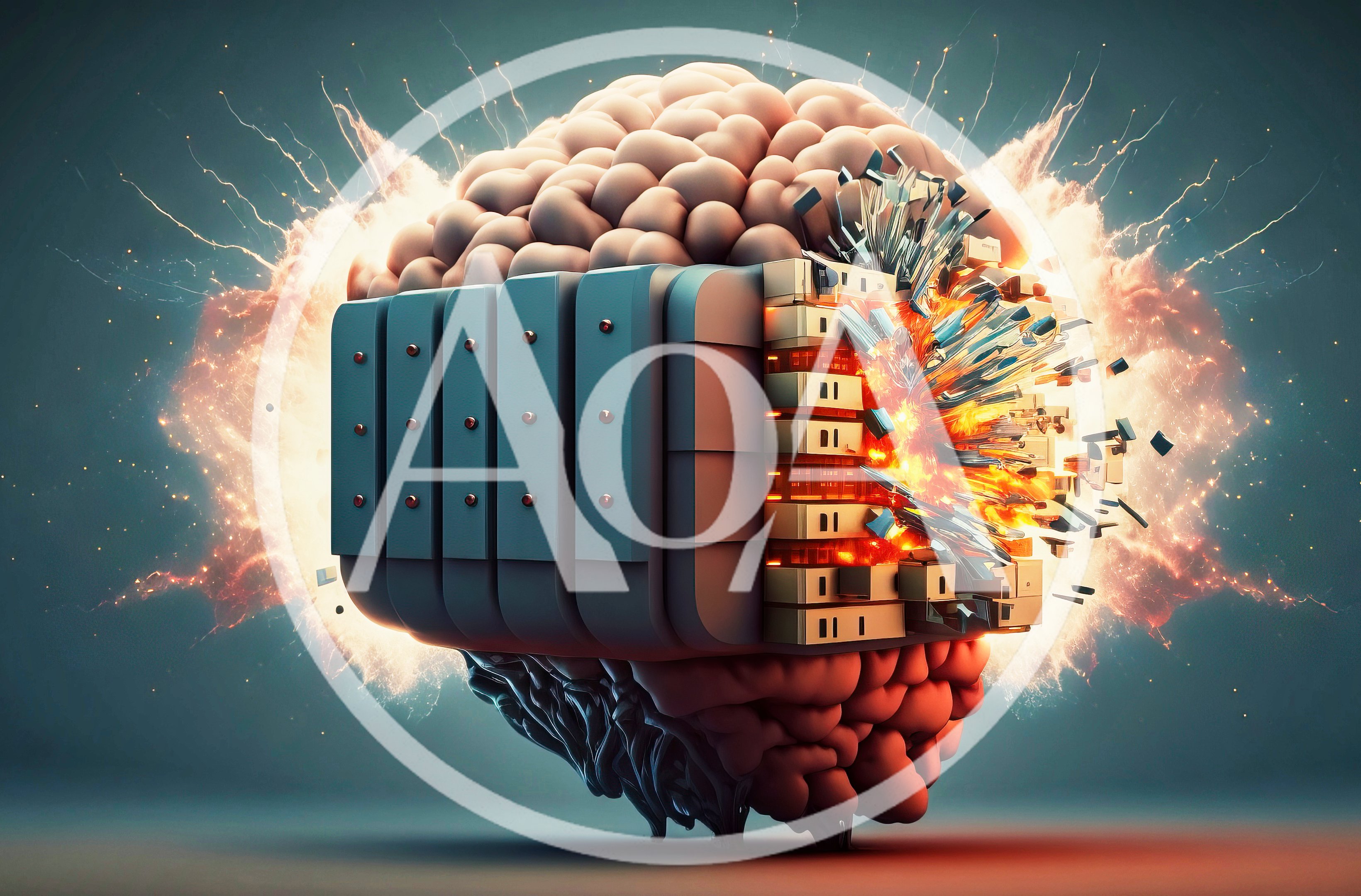 Conceptual Digital Brain Explosion With Server Infrastructure