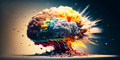 Exploding Human Brain Conceptual Art