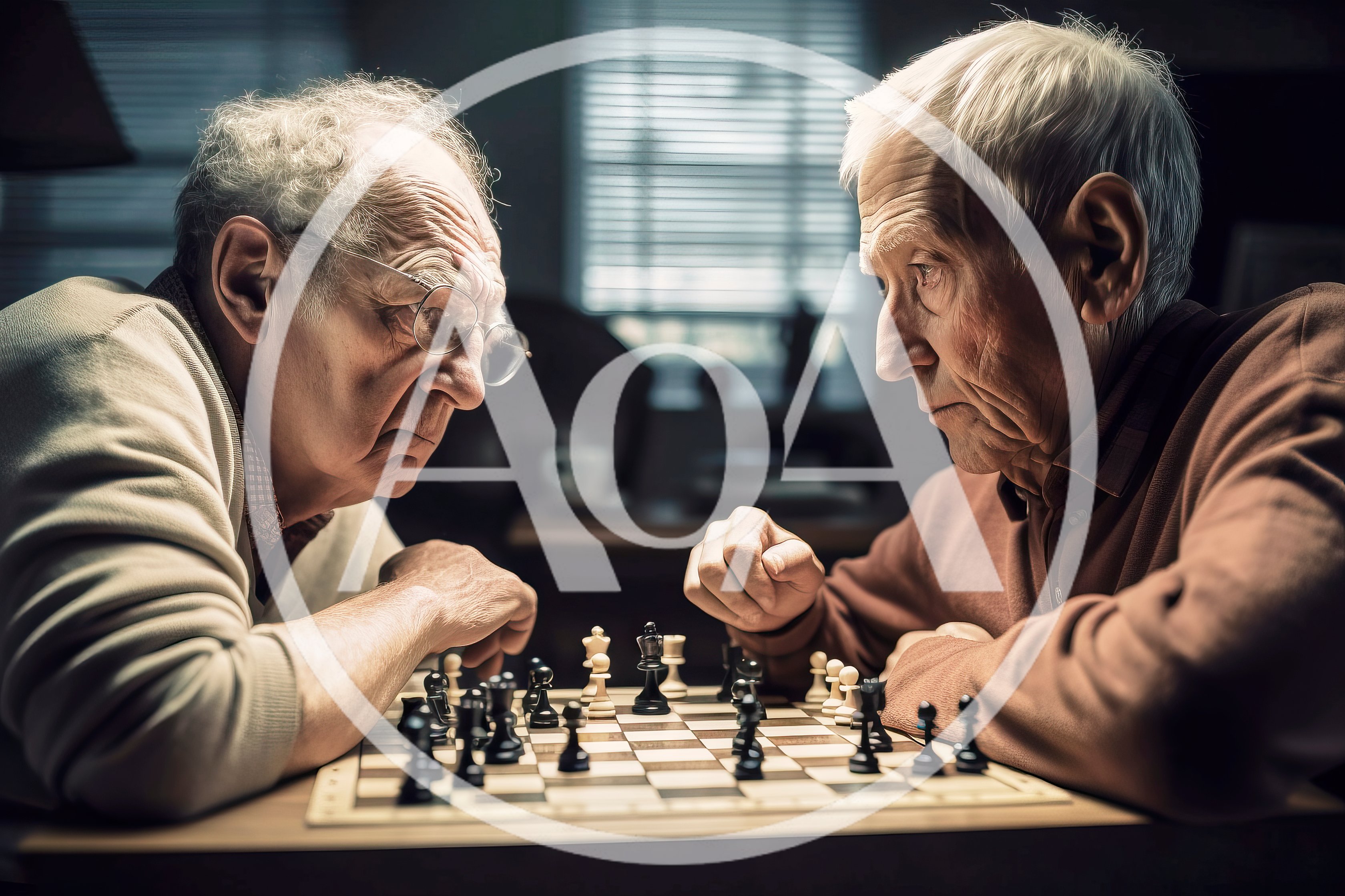 Two Elderly Men Playing Chess