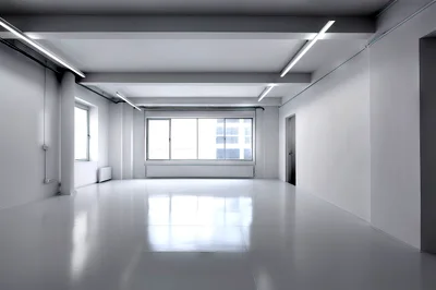 Empty Modern Minimalist Office Space With White Walls
