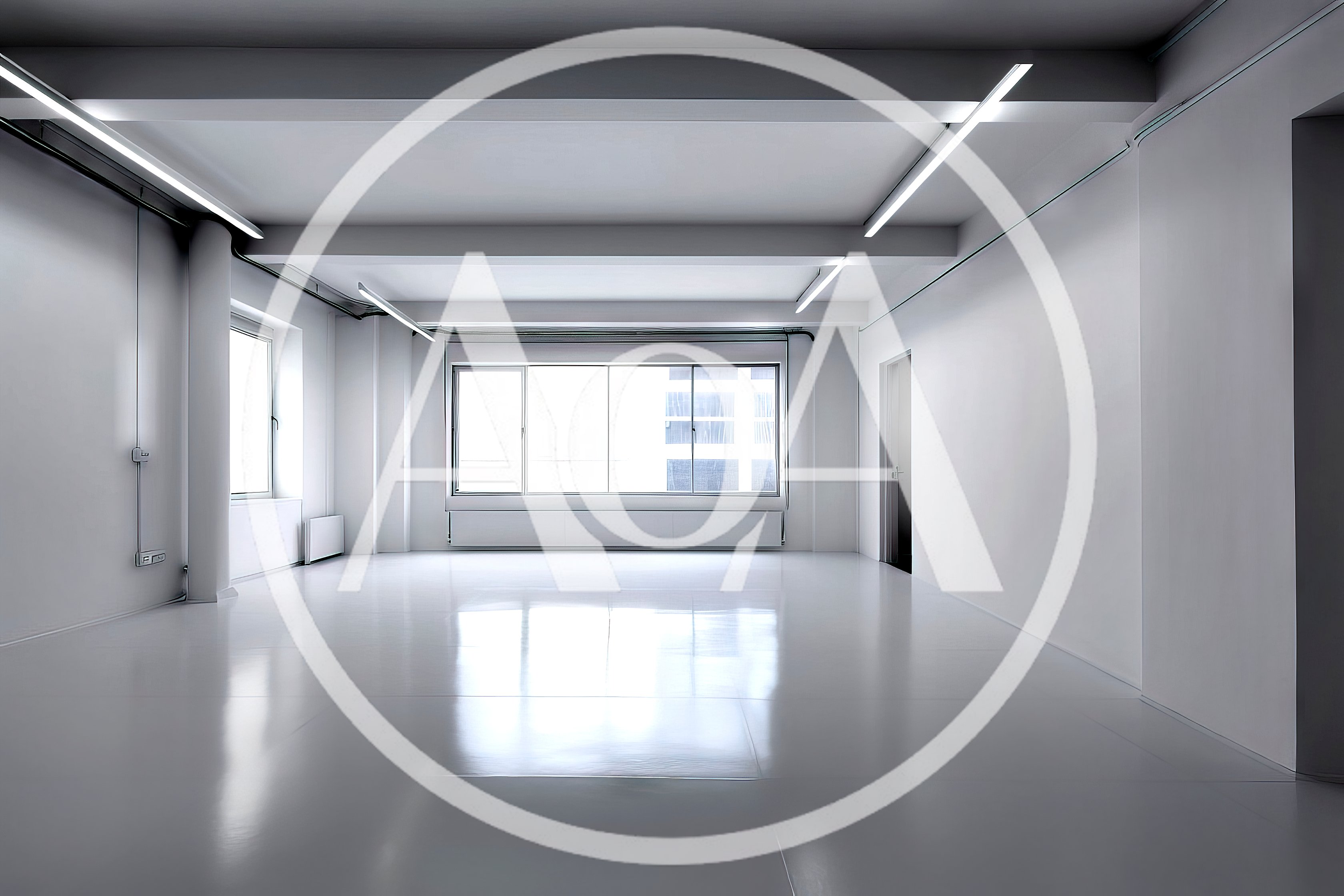 Empty Modern Minimalist Office Space With White Walls