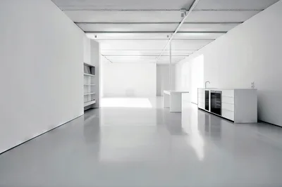 Minimalist Modern Kitchen Interior In A Spacious White Loft