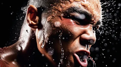 Close Up Of An Athlete Splashing Water On Face
