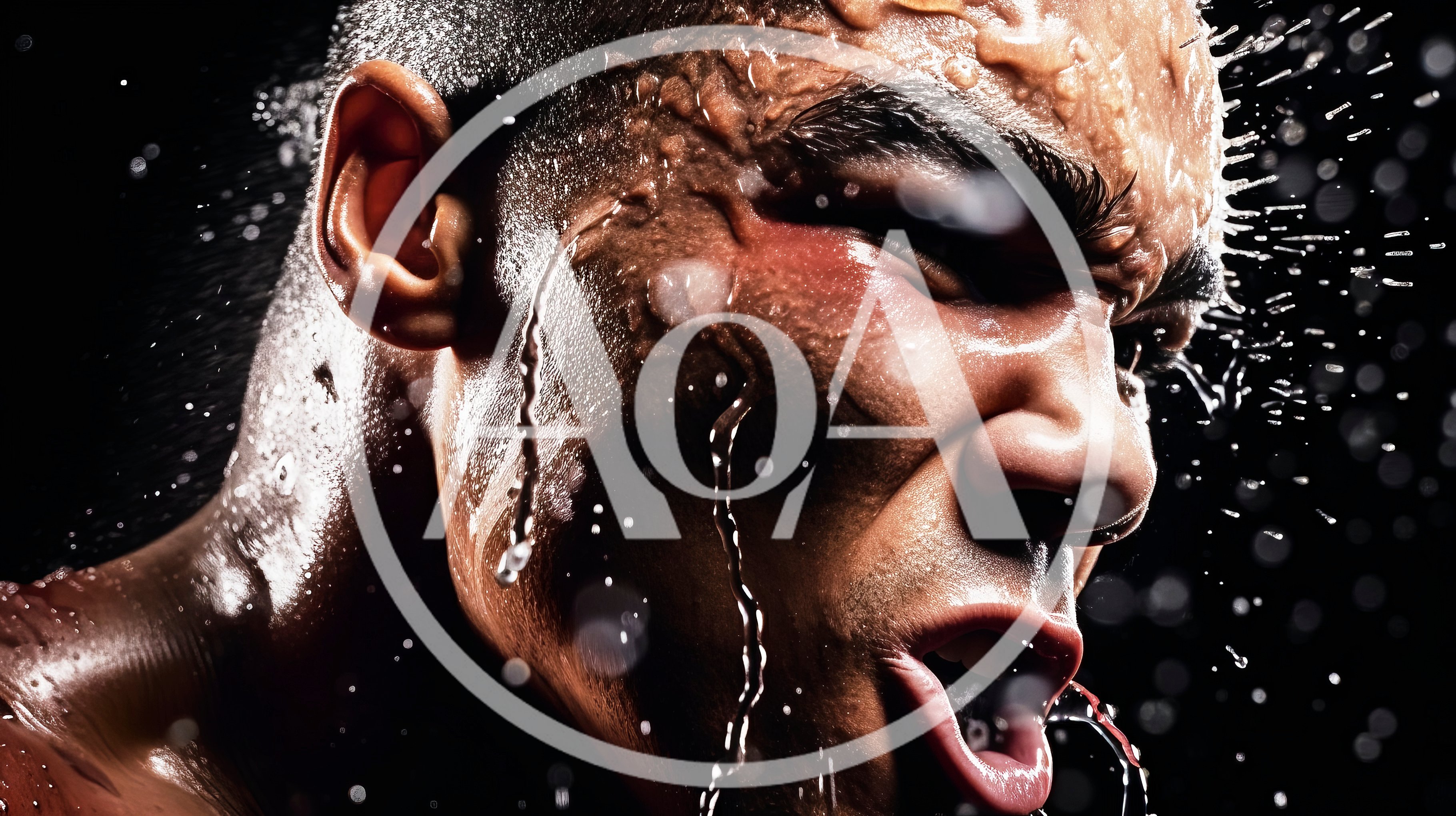 Close Up Of An Athlete Splashing Water On Face