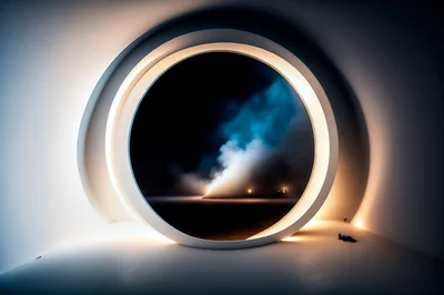Futuristic Circular Portal With Glowing Smoke