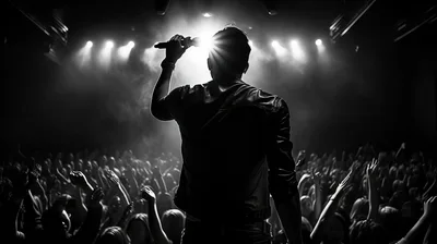 Silhouette Of A Singer Performing On Stage