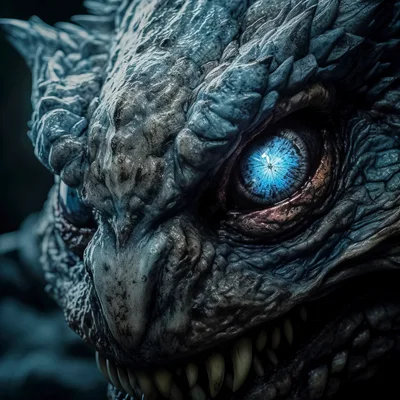 Close Up Portrait Of A Fearsome Blue Dragon