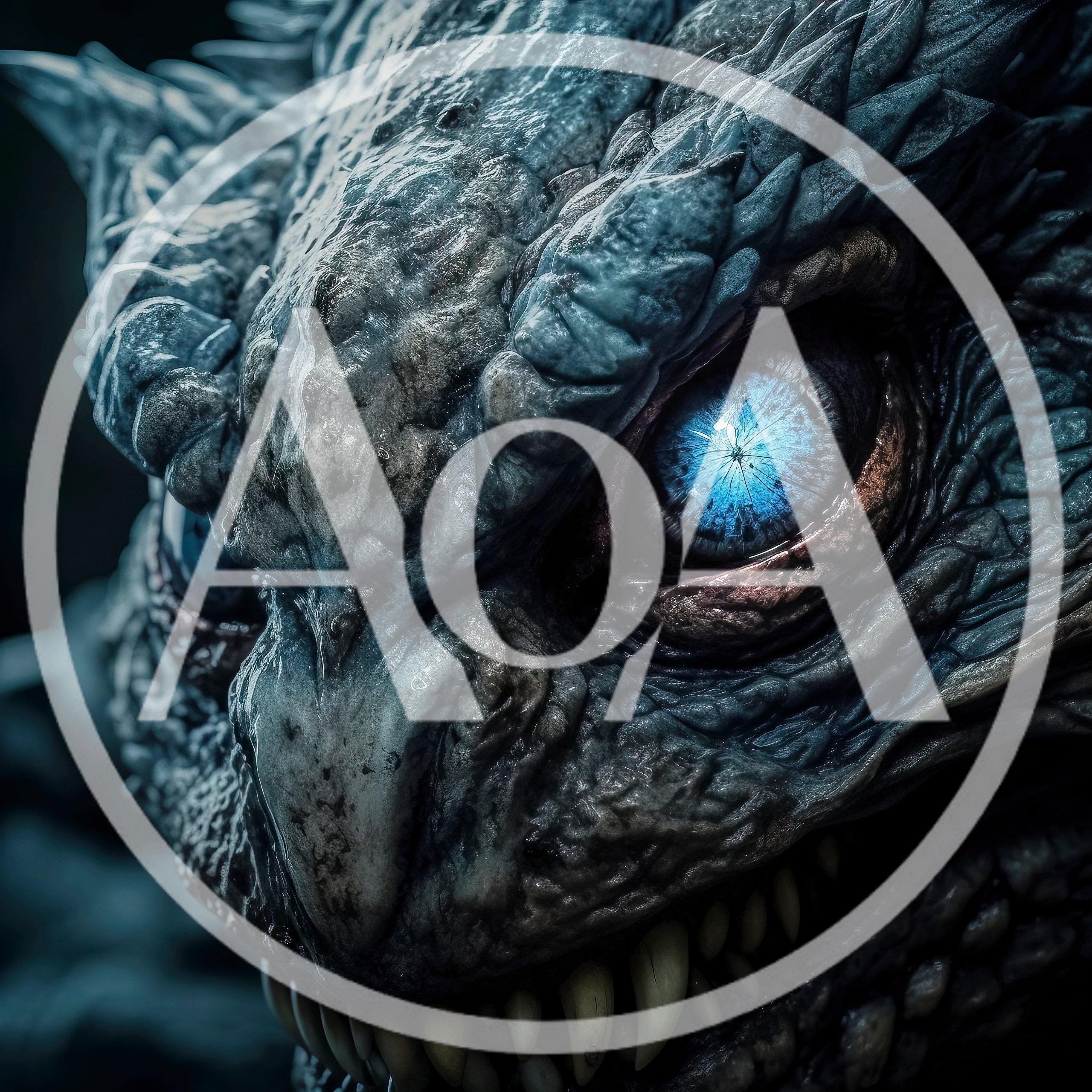 Close Up Portrait Of A Fearsome Blue Dragon