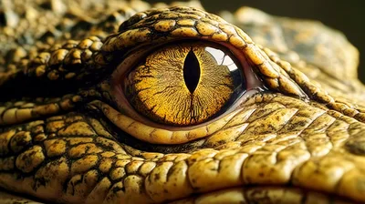 Extreme Close Up Of A Crocodile Eye