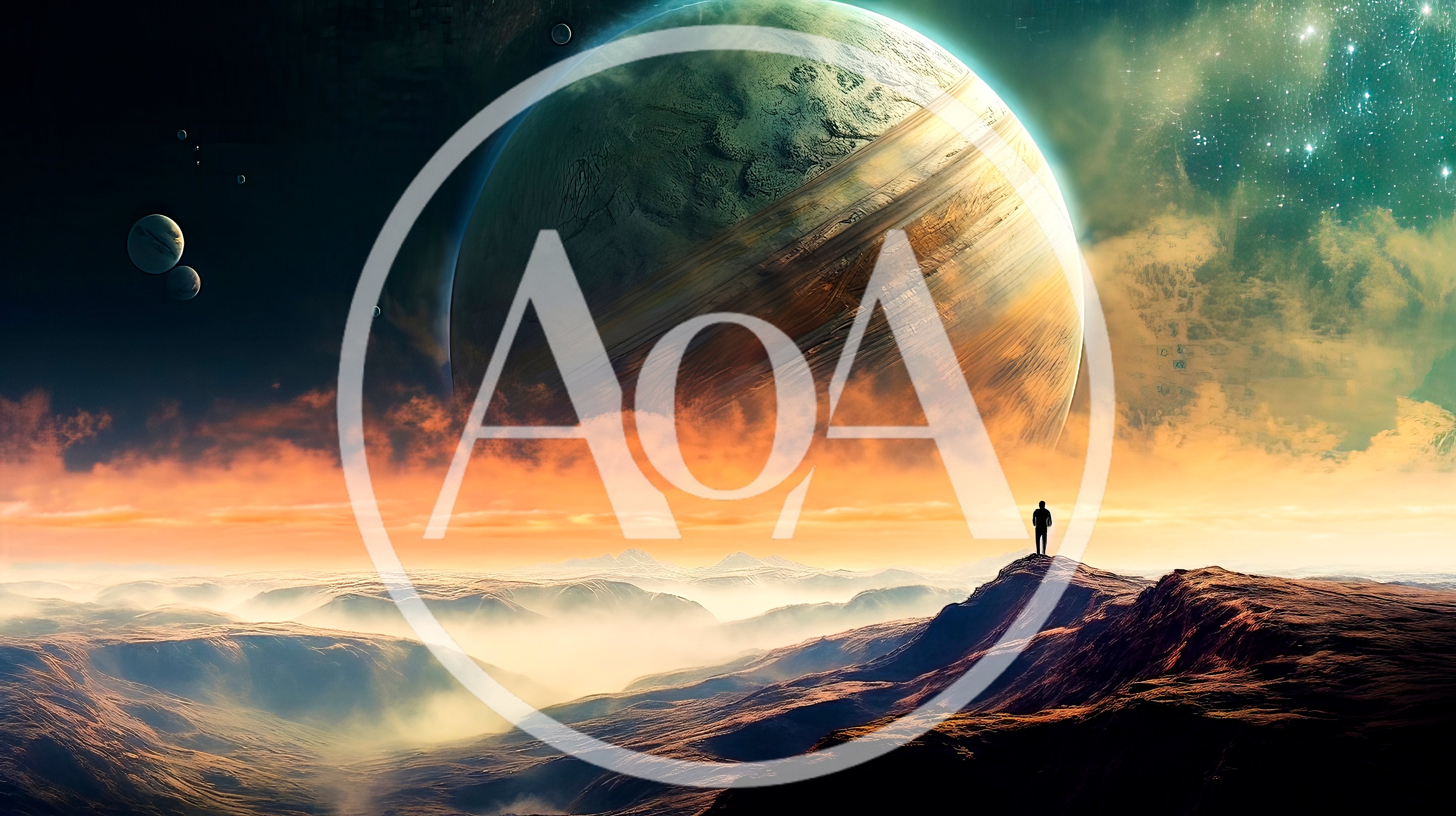 Lone Traveler Standing On Alien Planet Surface