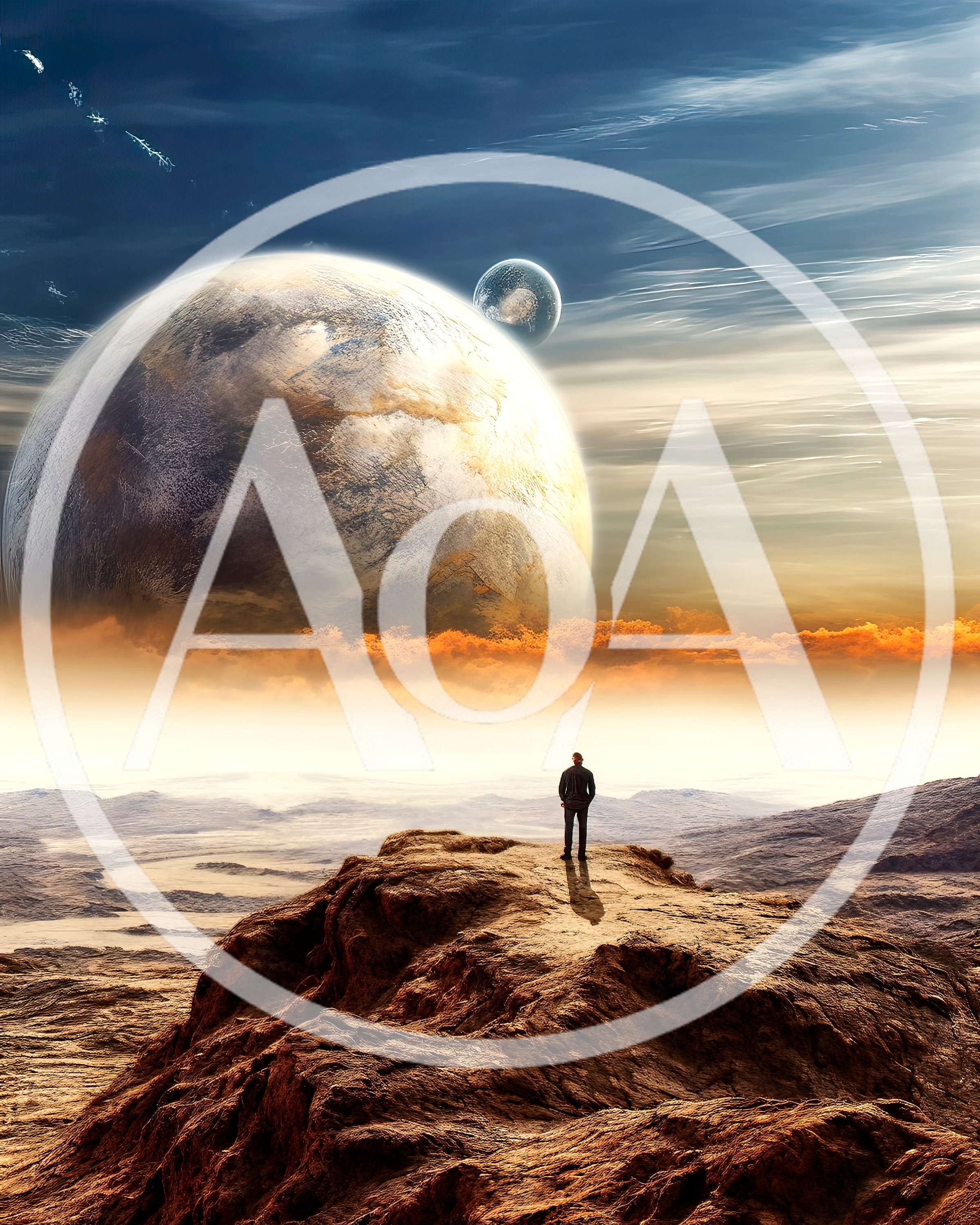 Lone Man Standing On A Rocky Alien Planet