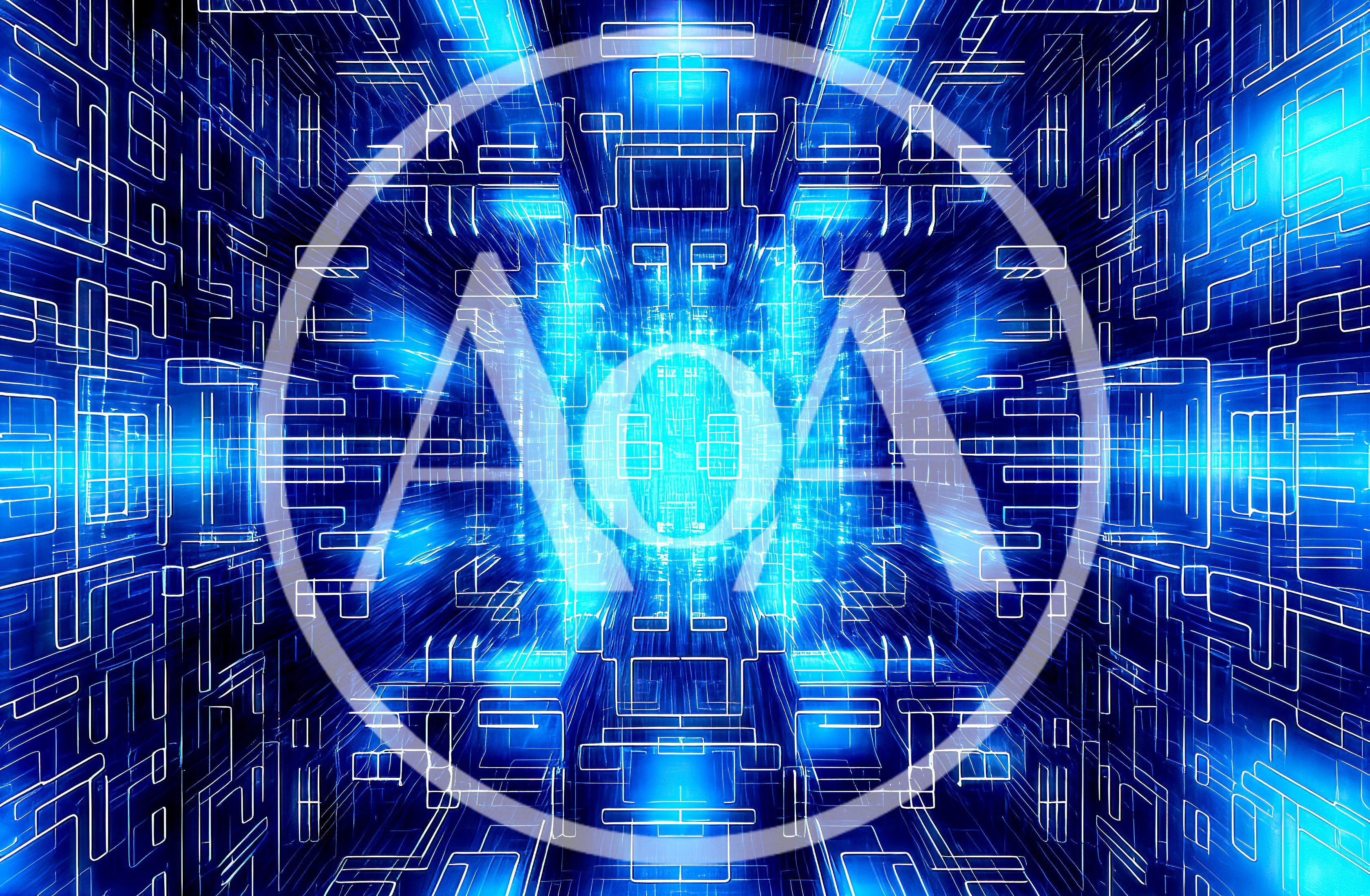 Abstract Digital Cybernetic Tunnel With Glowing Blue Circuitry