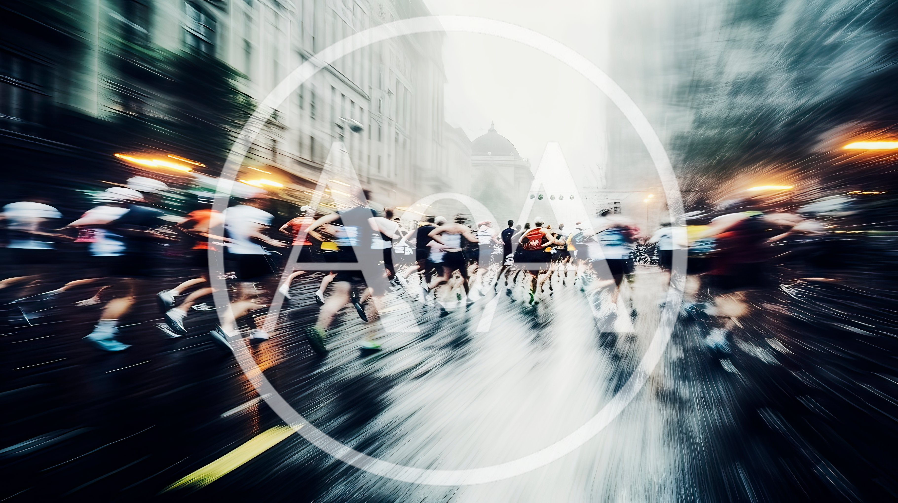 Marathon Runners Racing Through City Streets