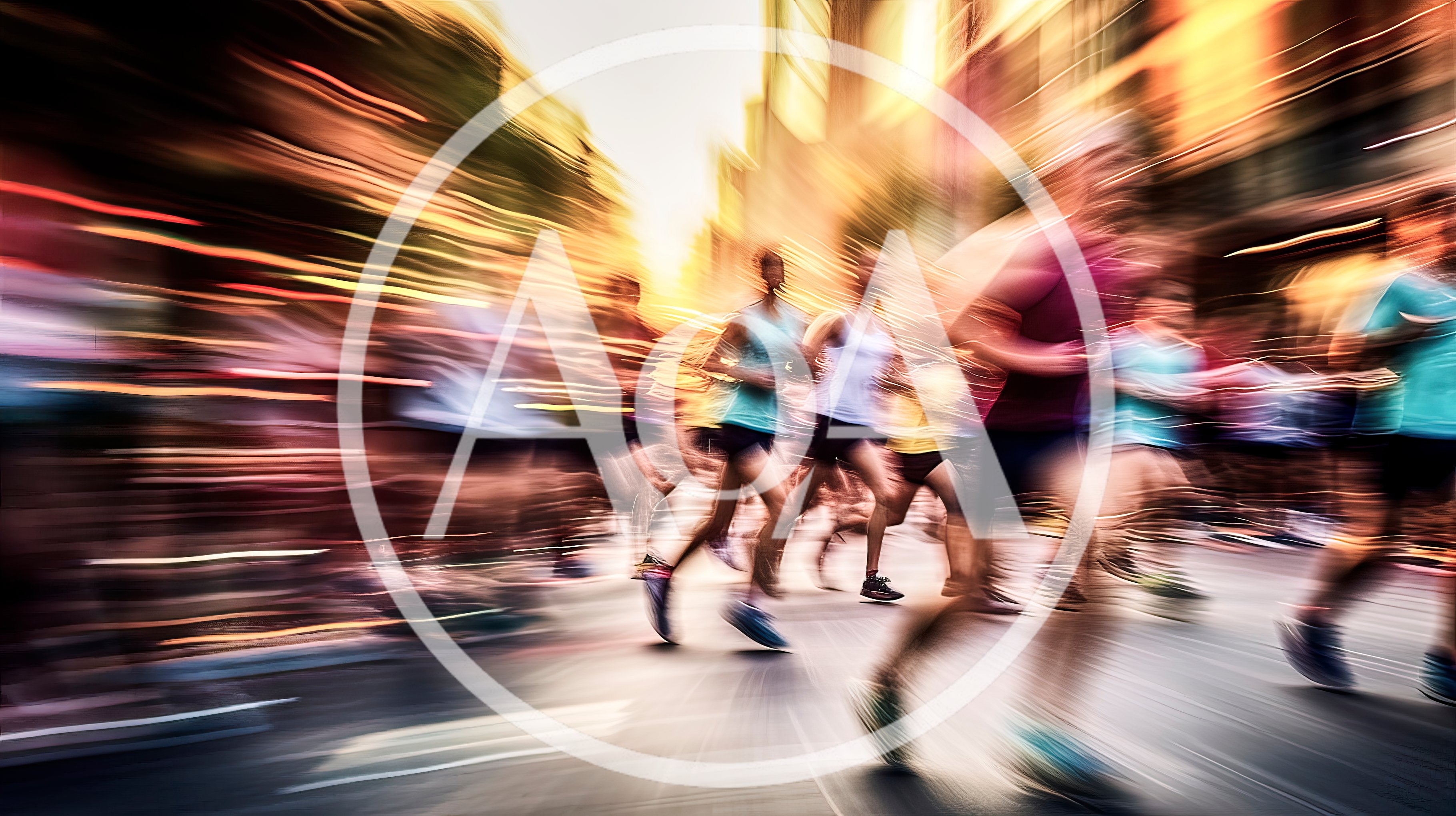 Motion Blurred Marathon Runners In City Street