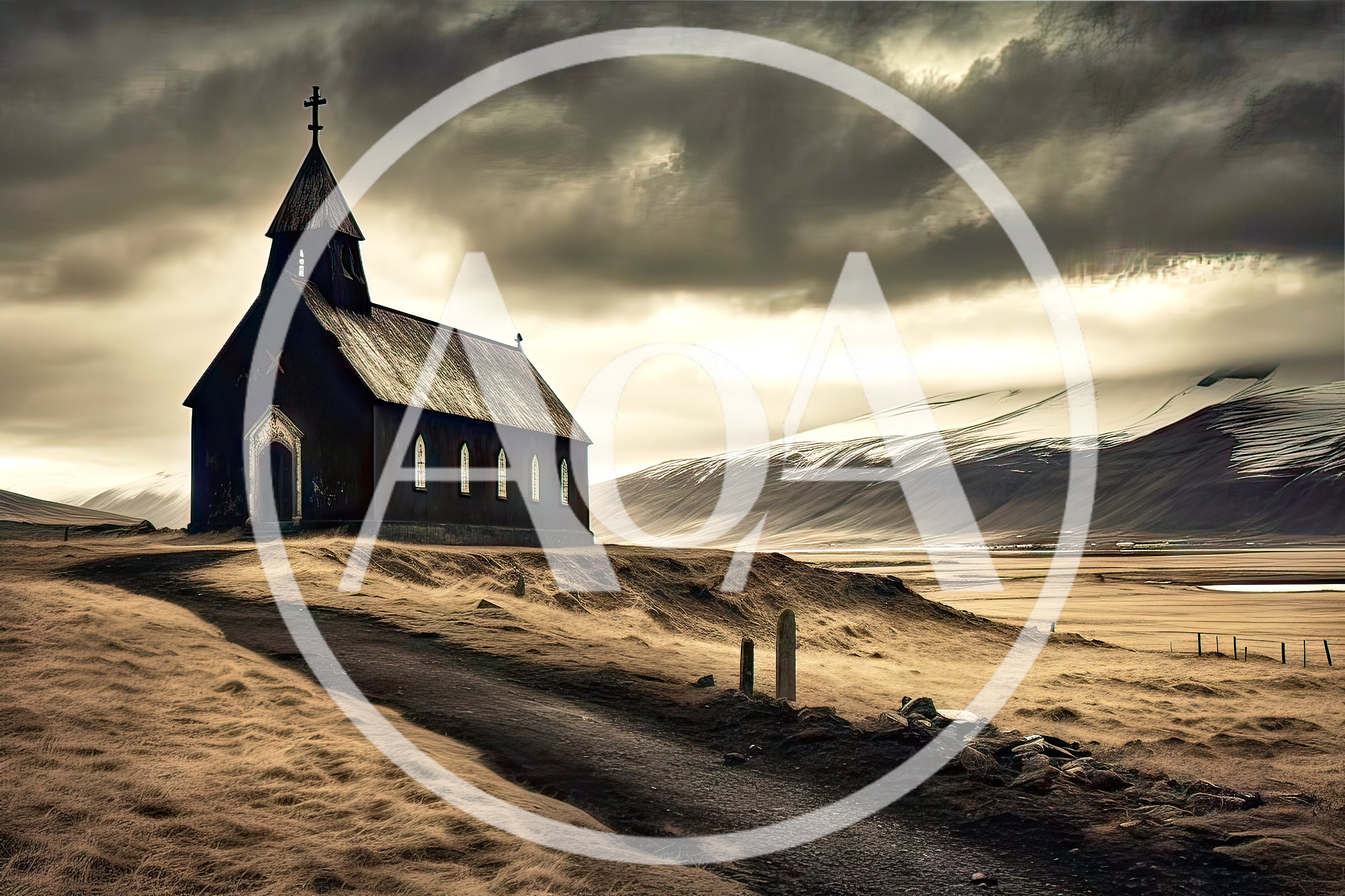 Dark Wooden Church In A Vast Icelandic Landscape