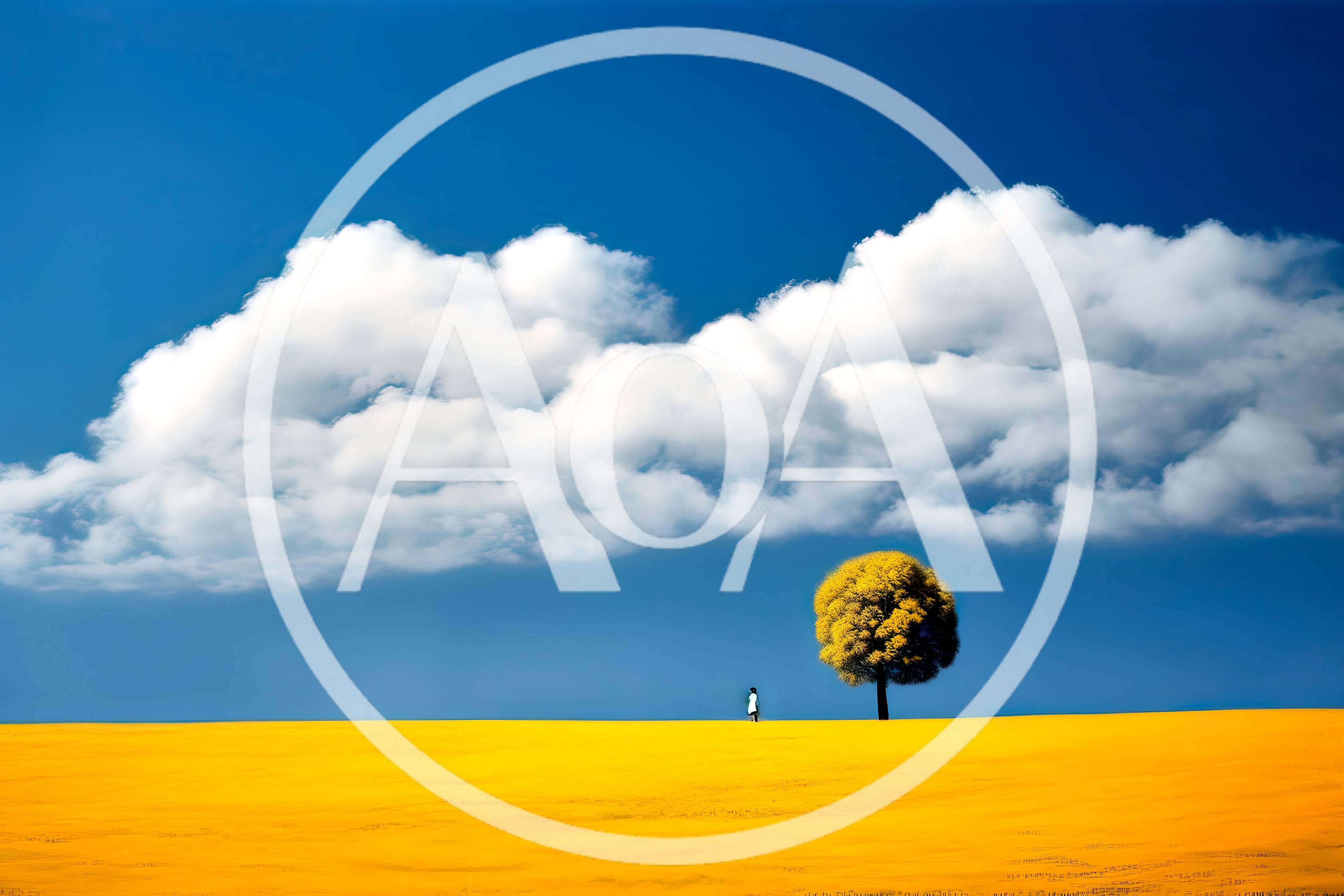 Lone Person Standing Beside A Single Tree In A Golden Field