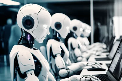 Humanoid Robots Working at Computer Workstations