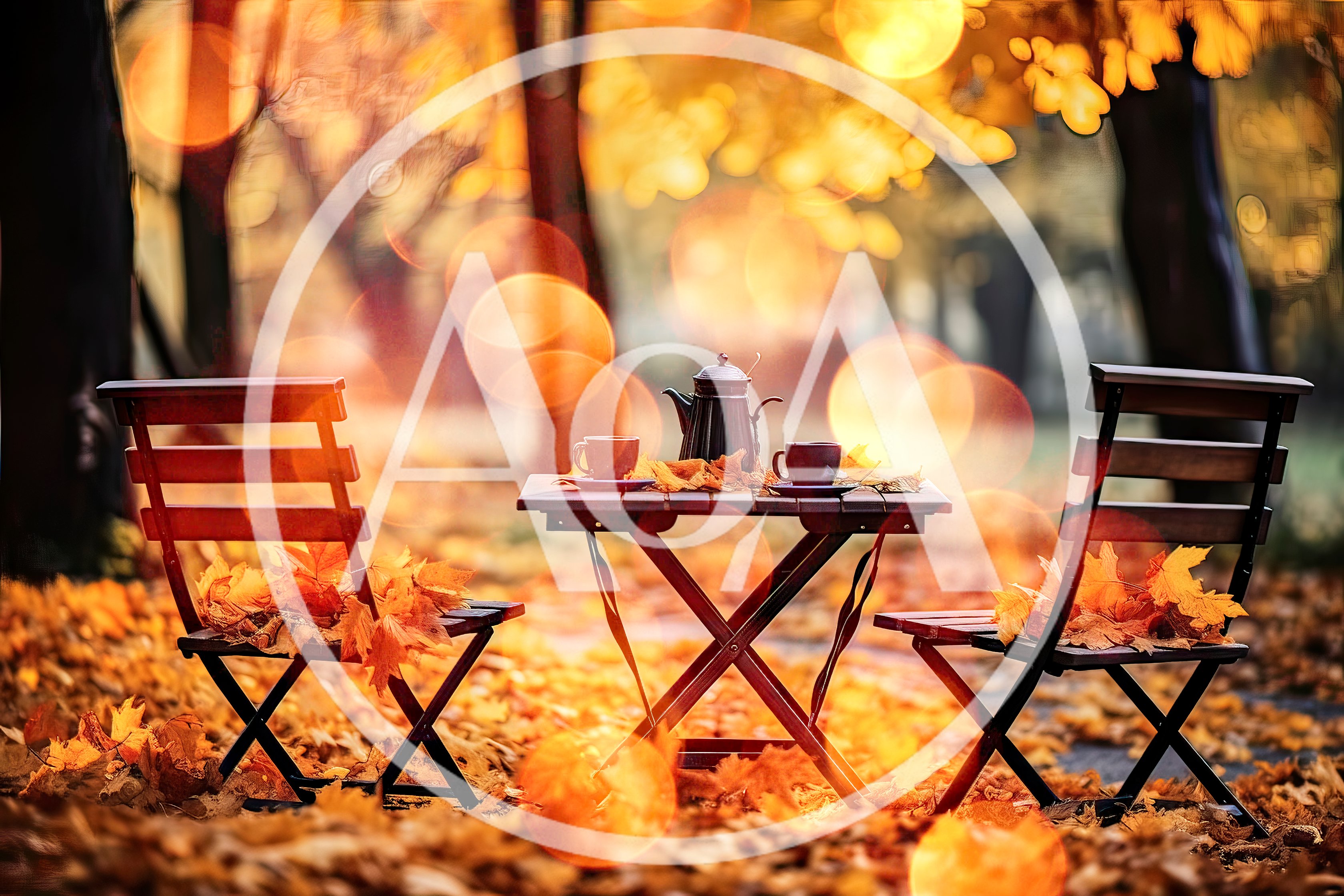 Cozy Autumn Coffee Table Setting In A Park
