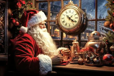 Santa Claus Writing Letters At His Desk