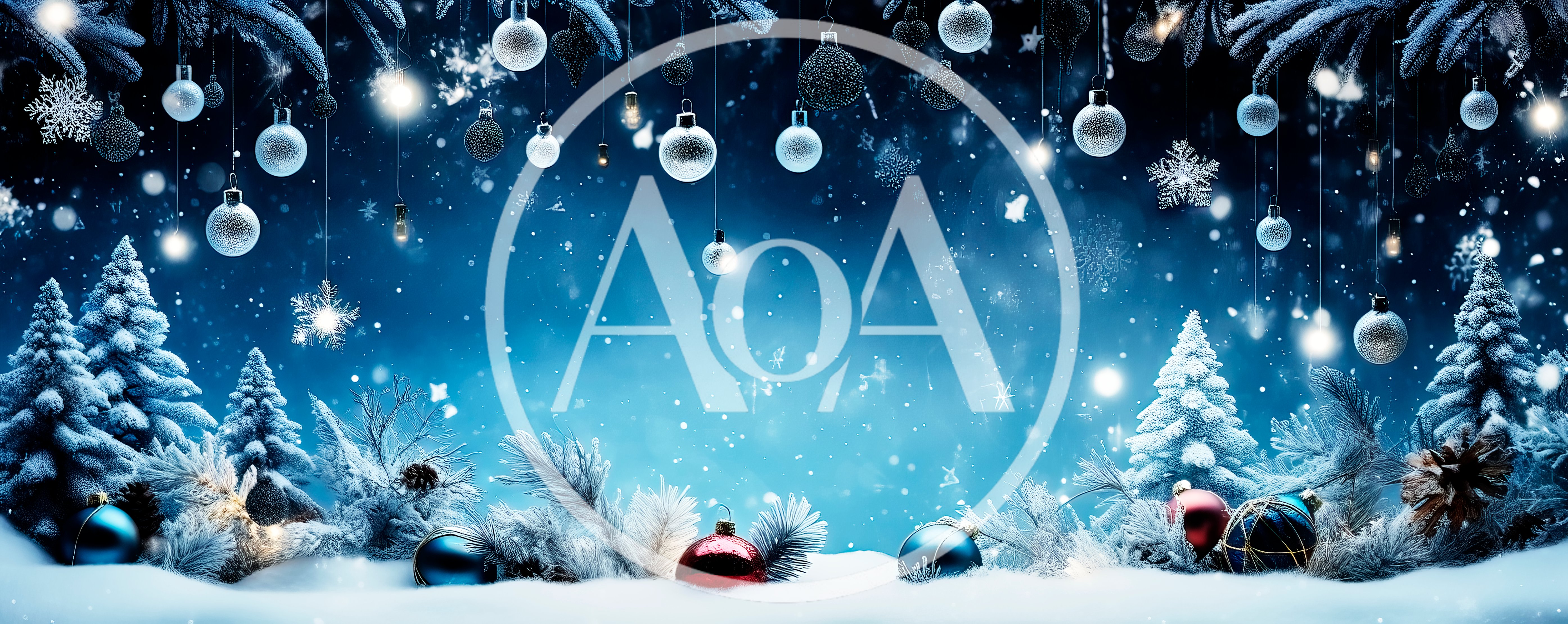 Festive Winter Holiday Background With Hanging Ornaments