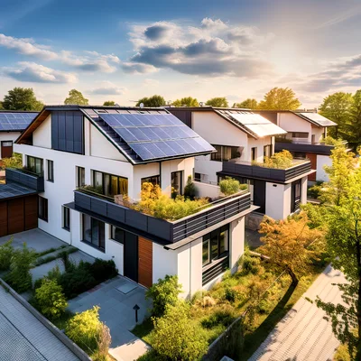Modern Eco Friendly Residential Houses With Solar Panels