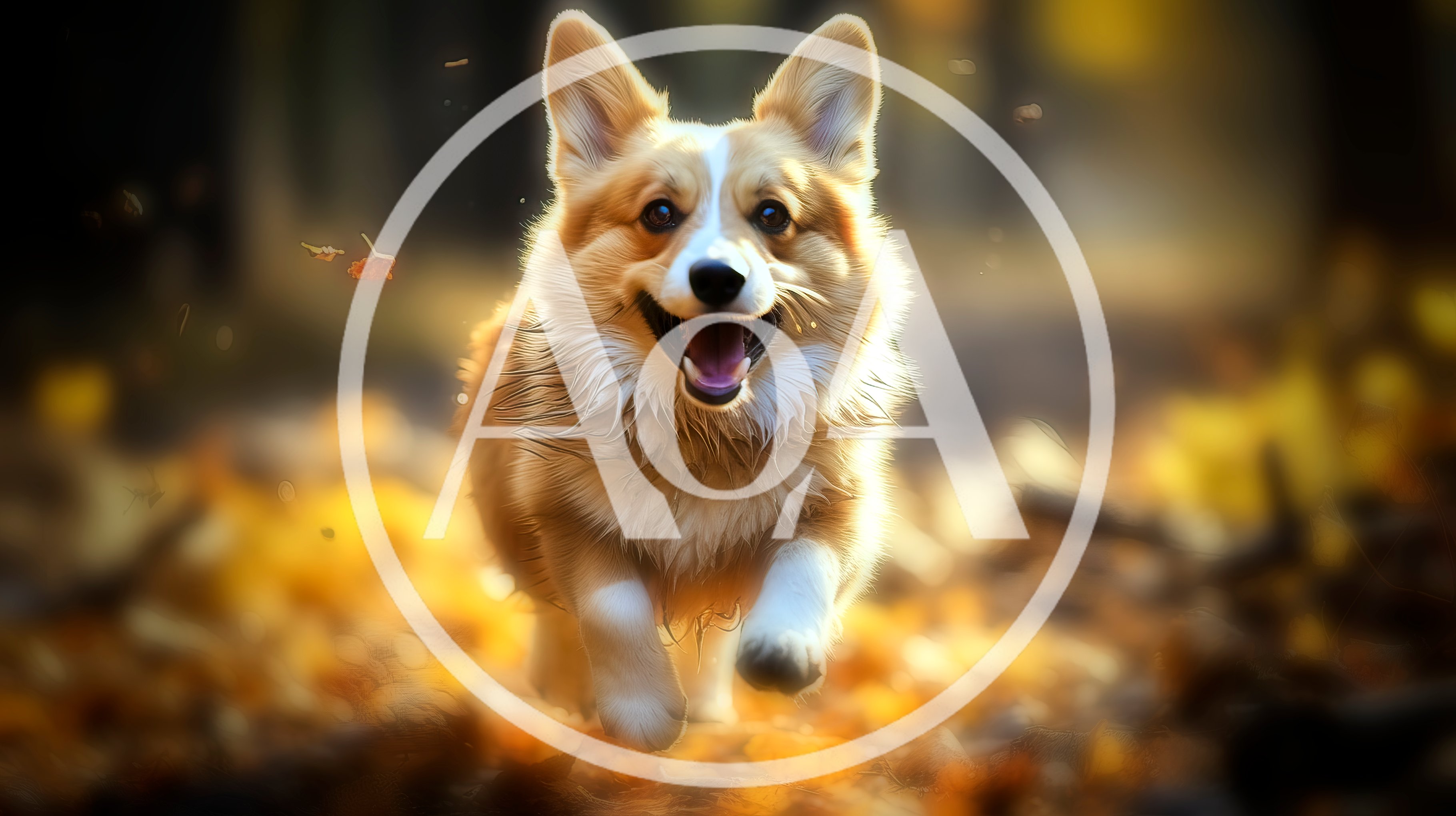 Happy Corgi Running Through Autumn Leaves