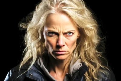 Portrait Of An Angry Blonde Woman