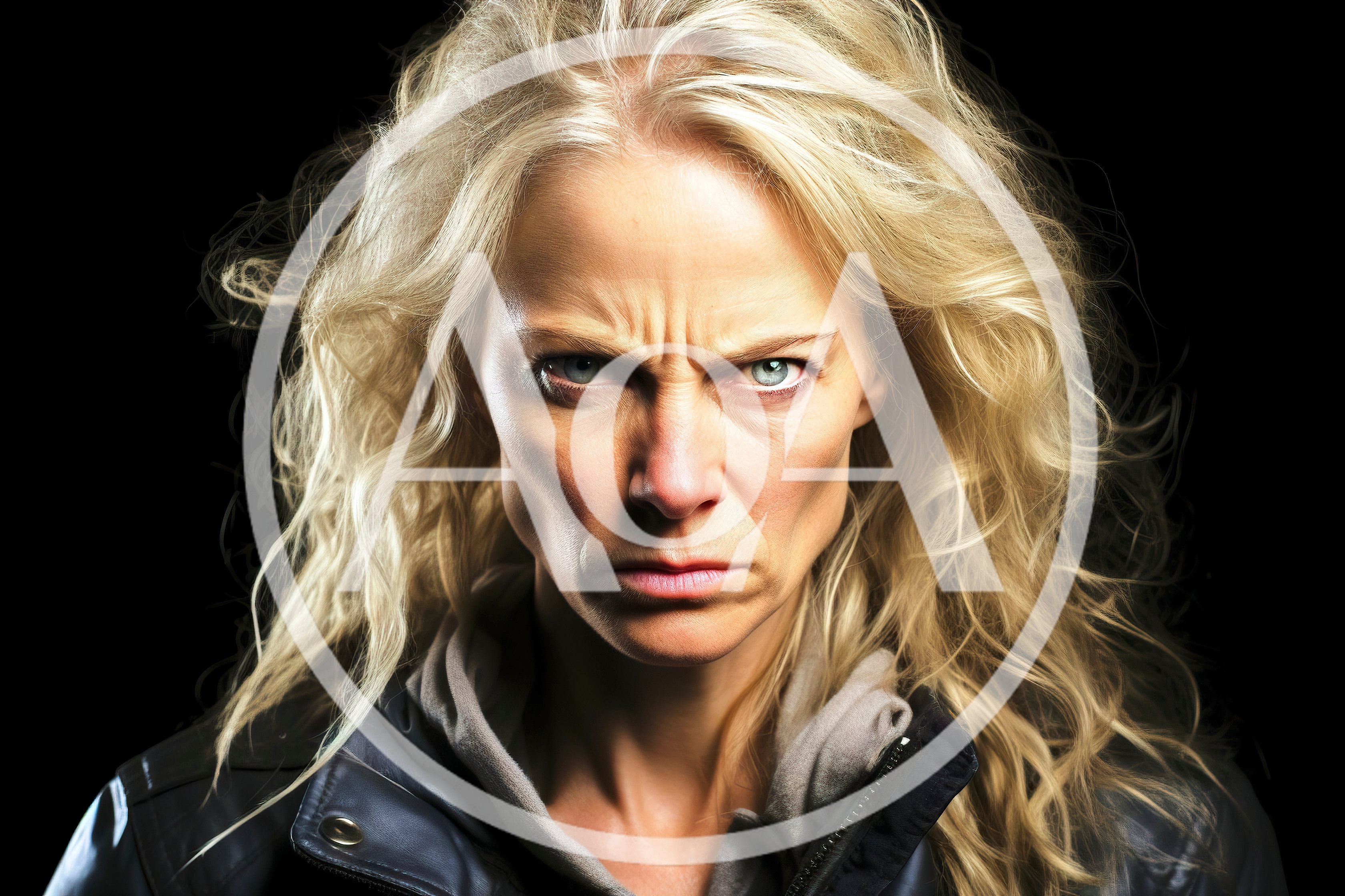 Portrait Of An Angry Blonde Woman