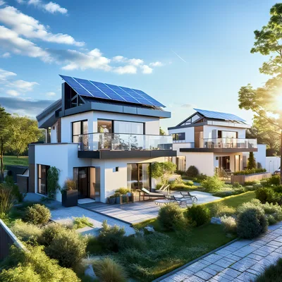 Modern Eco Friendly Residential Houses With Solar Panels