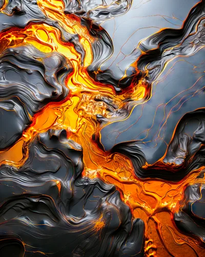 Abstract Liquid Gold And Dark Grey Fluid Motion