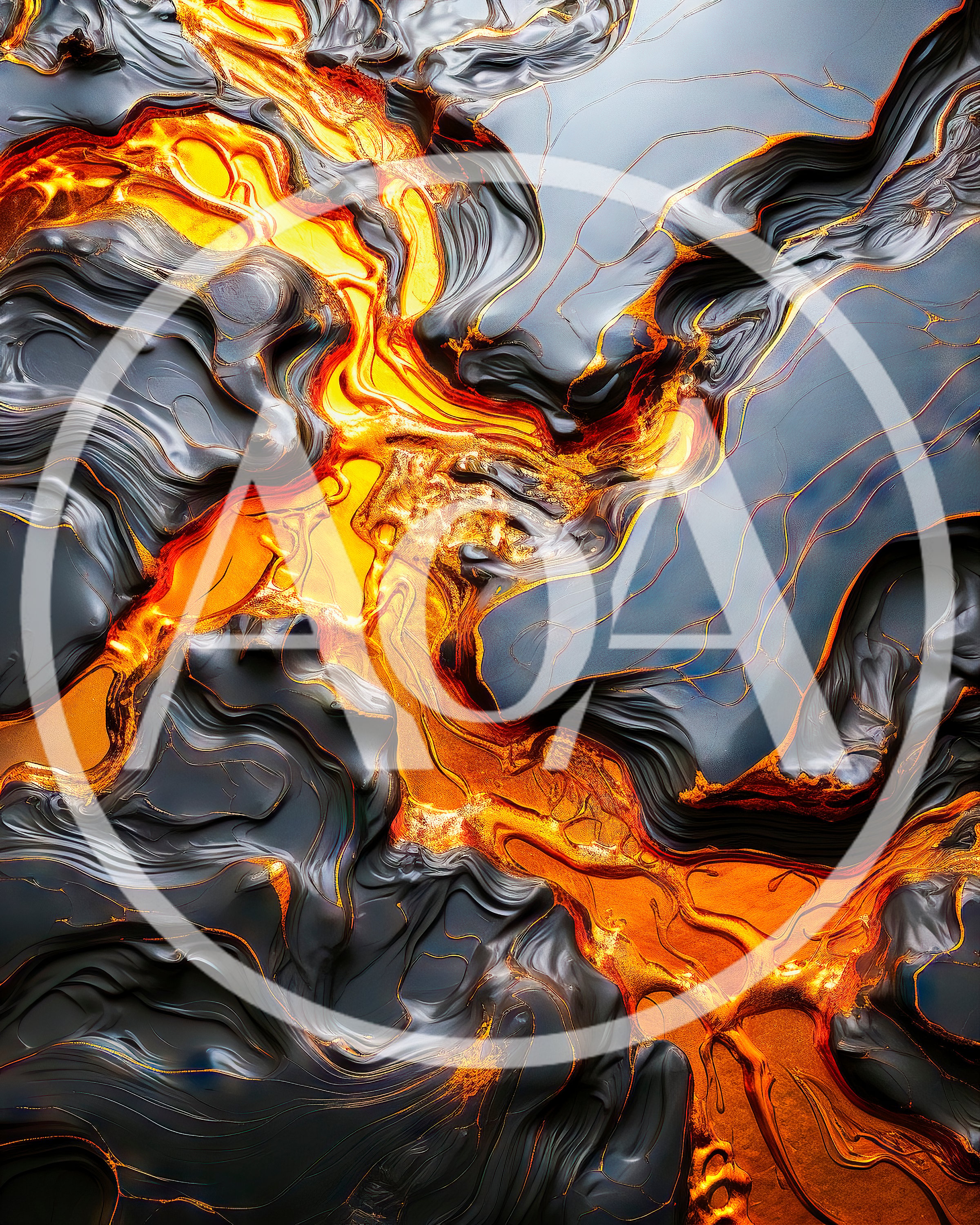 Abstract Liquid Gold And Dark Grey Fluid Motion