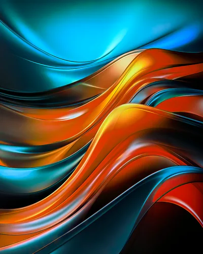 Abstract Liquid Waves With Vibrant Orange And Blue Tones